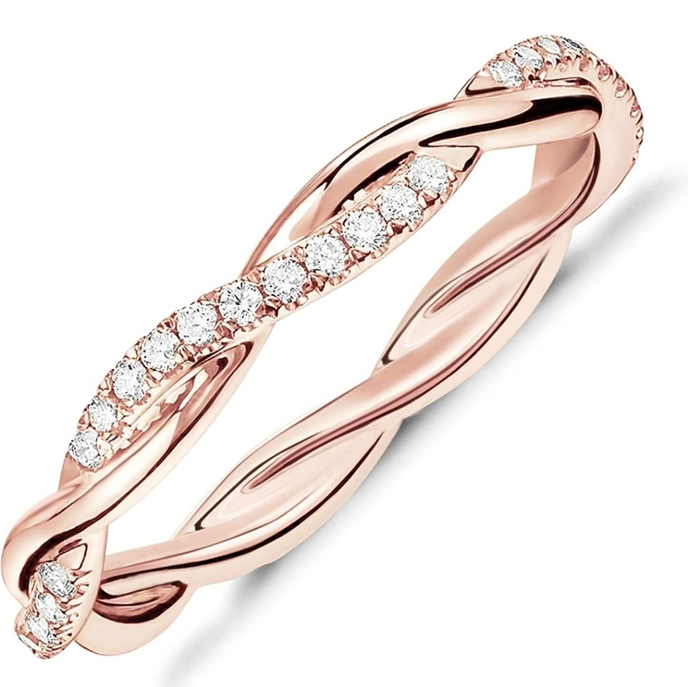 14k Rose Gold Plated Silver and CZ Twist Rope